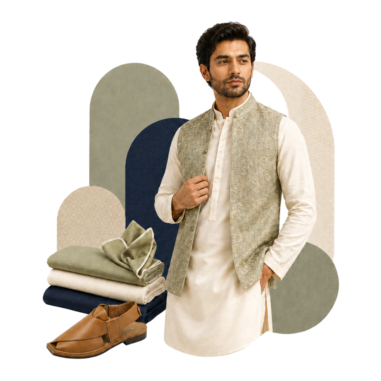 Man wearing a modern neutral outfit